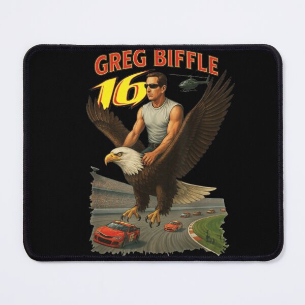 Item preview, Muscle Racing Hero Riding Eagle Over Speedway Vintage Parody Art designed and sold by SuziLope.