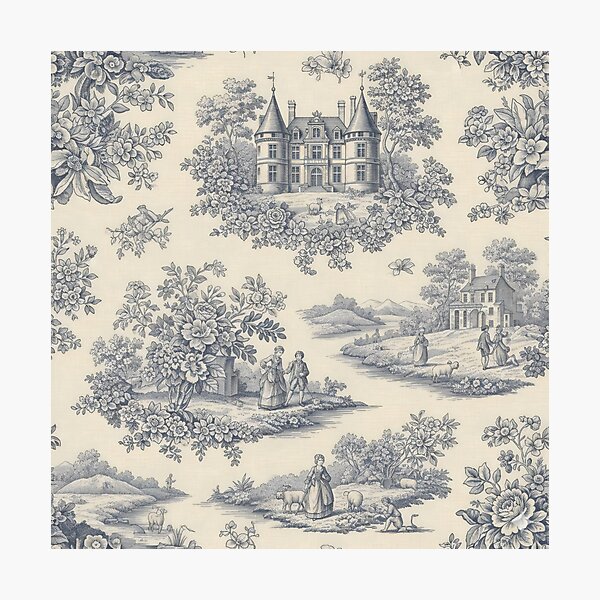 Item preview, Blue Toile de Jouy Countryside – Vintage Pastoral Pattern designed and sold by SplashTastic.