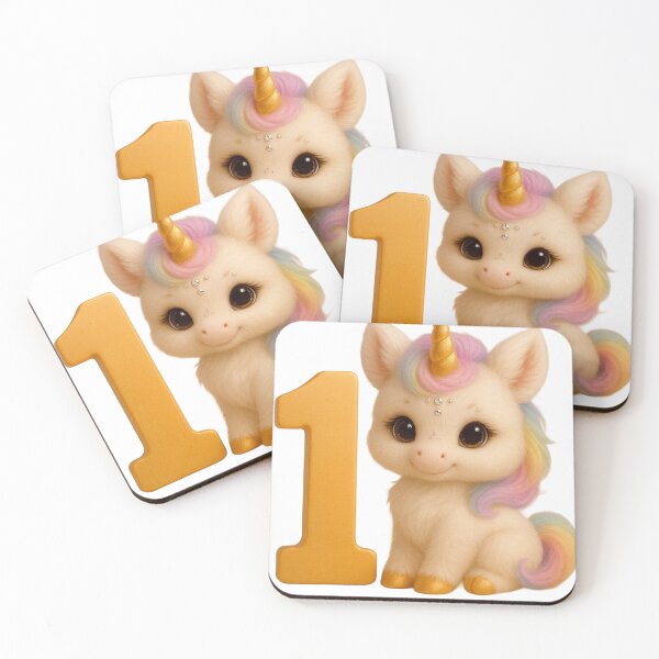 Item preview, Cute Unicorn with Number 1 – First Birthday Baby Animal Illustration designed and sold by artbaby30.