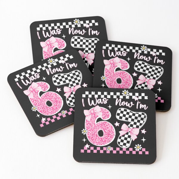 Item preview, Groovy I Was 6 Now I'm 7 Year Old Birthday 67 Girls Pink Bow designed and sold by pansak.