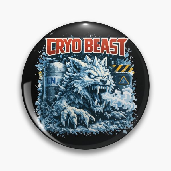 Item preview, Cryo Beast LN2 – Frozen Monster Metal Lab Warning Illustration designed and sold by BeetleDots.