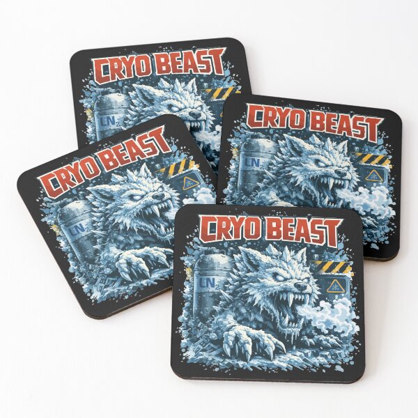 Item preview, Cryo Beast LN2 – Frozen Monster Metal Lab Warning Illustration designed and sold by BeetleDots.