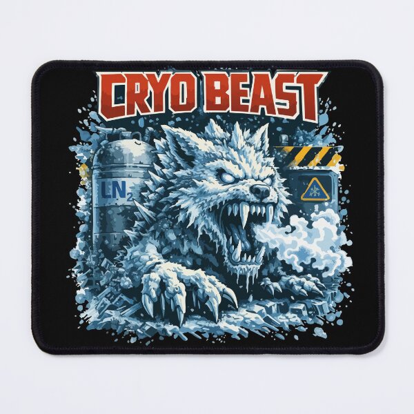 Item preview, Cryo Beast LN2 – Frozen Monster Metal Lab Warning Illustration designed and sold by BeetleDots.