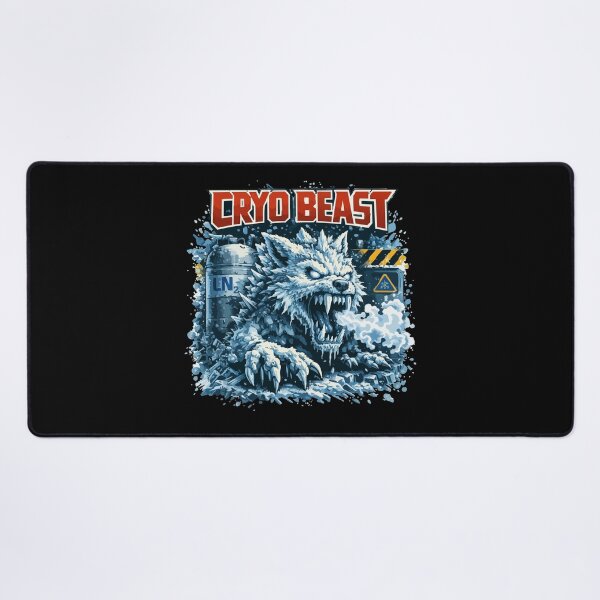 Item preview, Cryo Beast LN2 – Frozen Monster Metal Lab Warning Illustration designed and sold by BeetleDots.