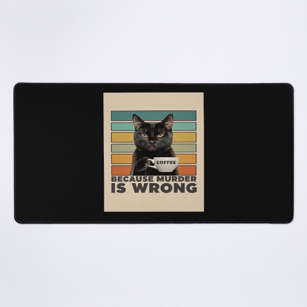 Item preview, Coffee Because Murder Is Wrong Women's Cat Coffee Vintage designed and sold by RsFilsingerArt.