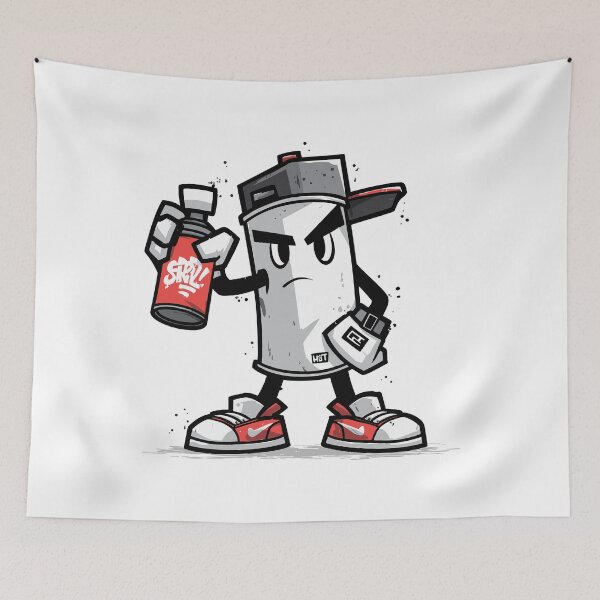 Item preview, Graphiti Spray Can Character Holding a Graffiti Spray Can Cartoon Drawing Illustration designed and sold by LD ART.