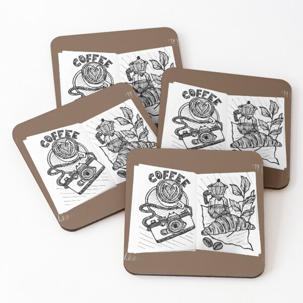 Item preview, Coffee Lover Sketch Art – Aesthetic Café Illustration with Camera & Croissant designed and sold by ArtisanBagel.