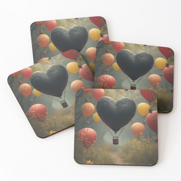 Item preview, Heart-shaped balloons float above a blooming meadow. designed and sold by Mianku | Für das Leben.