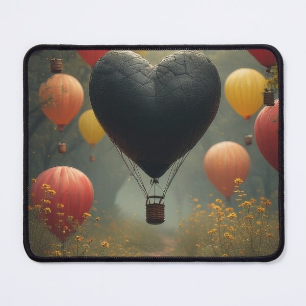 Item preview, Heart-shaped balloons float above a blooming meadow. designed and sold by Mianku | Für das Leben.