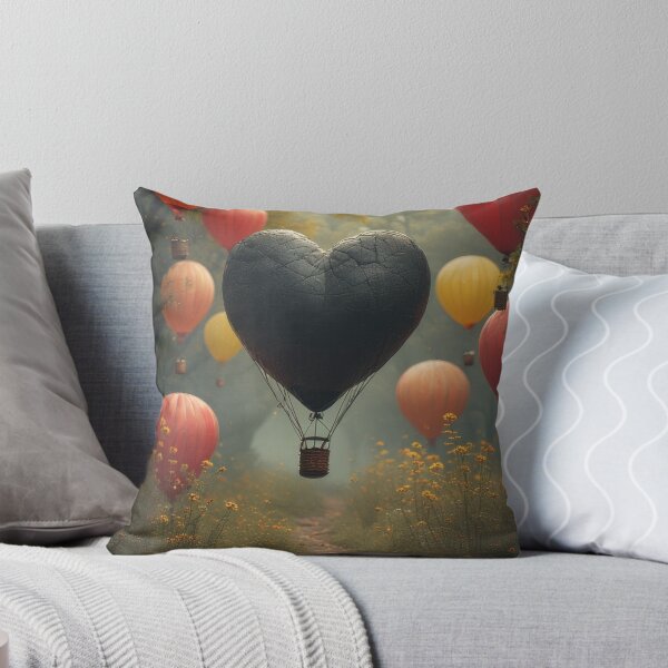 Item preview, Heart-shaped balloons float above a blooming meadow. designed and sold by Mianku | Für das Leben.