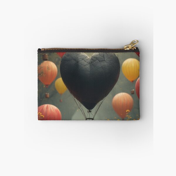 Item preview, Heart-shaped balloons float above a blooming meadow. designed and sold by Mianku | Für das Leben.