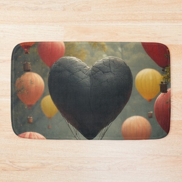 Item preview, Heart-shaped balloons float above a blooming meadow. designed and sold by Mianku | Für das Leben.