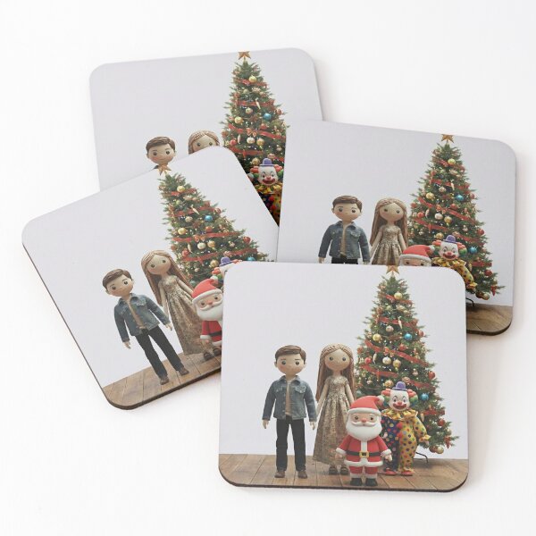 Item preview, Festive Christmas Family with Santa & Clown by Decorated Tree designed and sold by DroolWorthyUS.