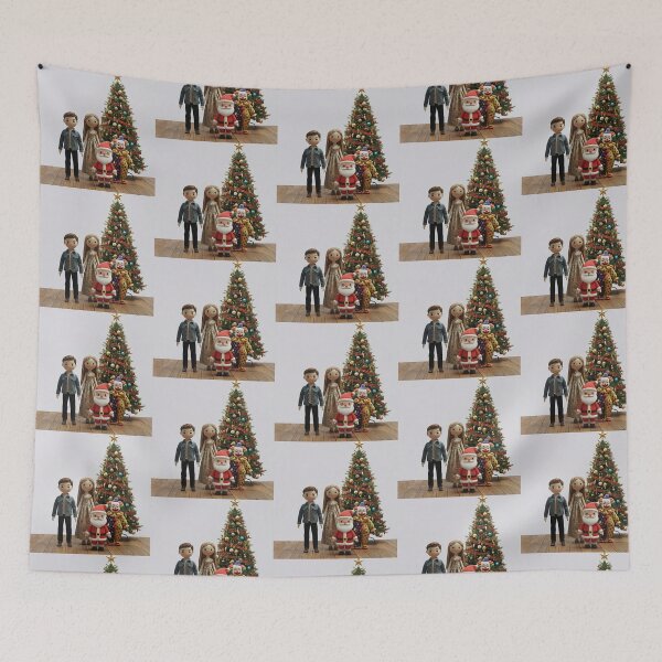 Item preview, Festive Christmas Family with Santa & Clown by Decorated Tree designed and sold by DroolWorthyUS.