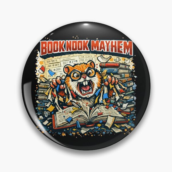 Item preview, Book Nook Mayhem – Angry Librarian Hamster Book Lover Chaos Illustration designed and sold by BeetleDots.