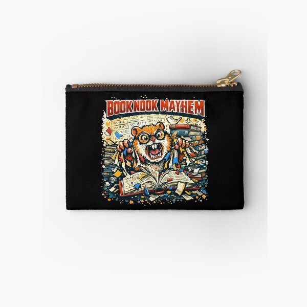 Item preview, Book Nook Mayhem – Angry Librarian Hamster Book Lover Chaos Illustration designed and sold by BeetleDots.