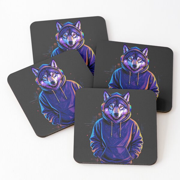 Item preview, Urban Wolf with Headphones | On My Own Time Streetwear Wolf Art designed and sold by ColorSplash123.