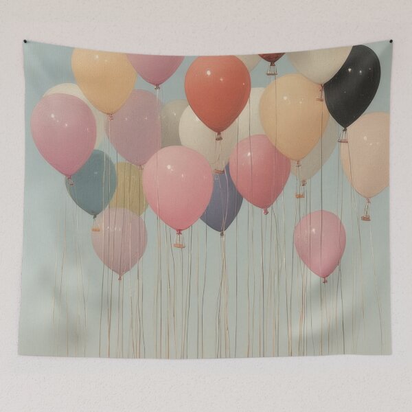 Item preview, Pastel-colored balloons float in the blue sky. designed and sold by Mianku | Für das Leben.