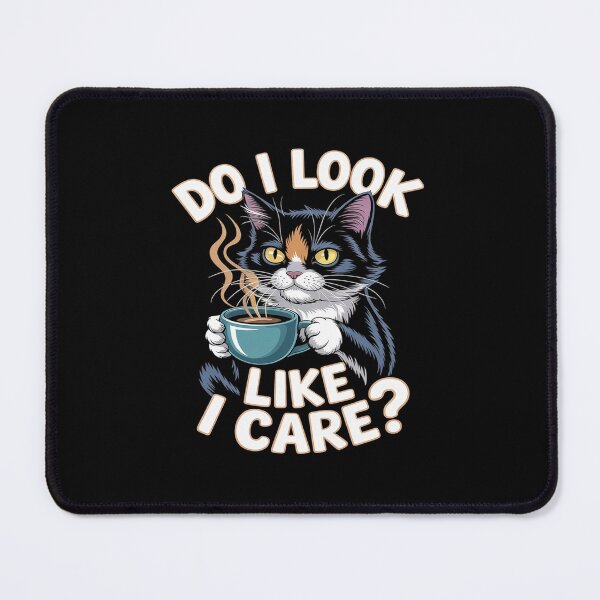 Item preview, Do i look like i care - funny crumpy coffee cat designed and sold by RsFilsingerArt.