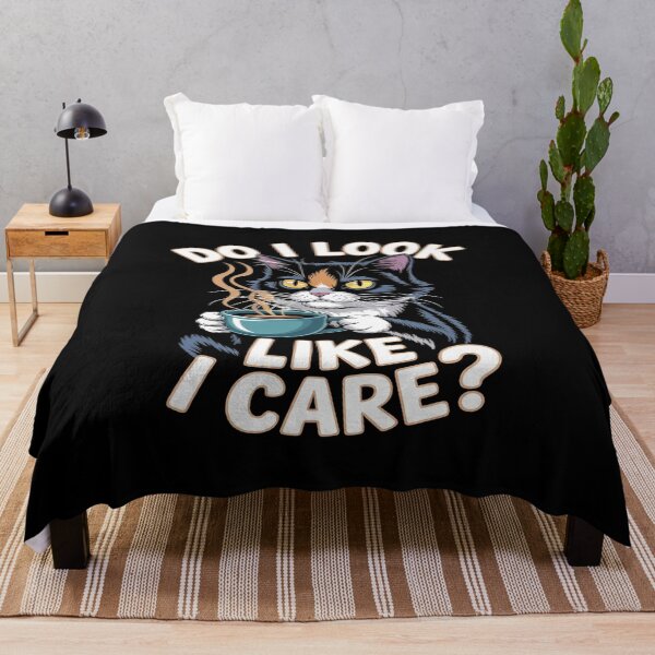 Item preview, Do i look like i care - funny crumpy coffee cat designed and sold by RsFilsingerArt.