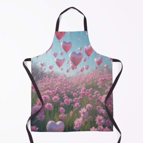 Item preview, Pink flower field with heart-shaped balloons designed and sold by Mianku | Für das Leben.