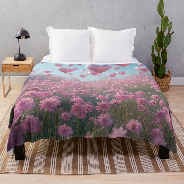Item preview, Pink flower field with heart-shaped balloons designed and sold by Mianku | Für das Leben.