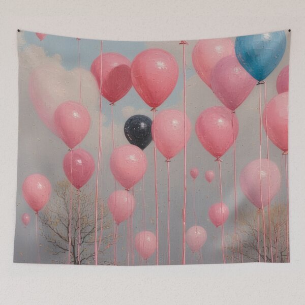 Item preview, Floating balloons over a gentle landscape designed and sold by Mianku | Für das Leben.