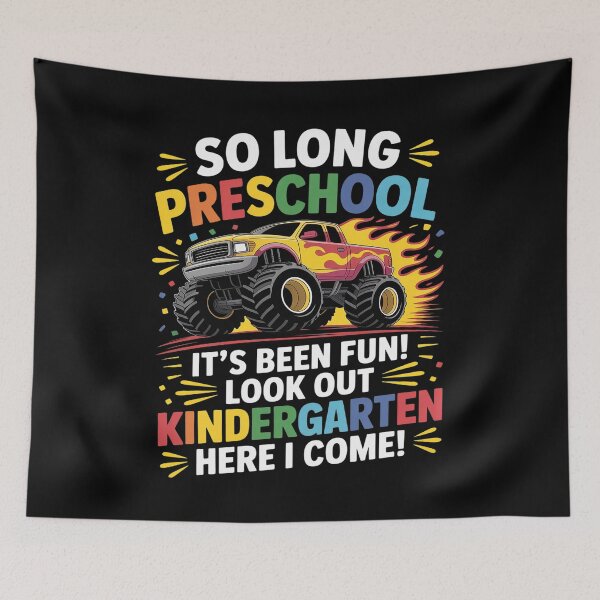 Item preview, Kids Monster Truck So Long Preschool Graduation designed and sold by HORIZBoutique.