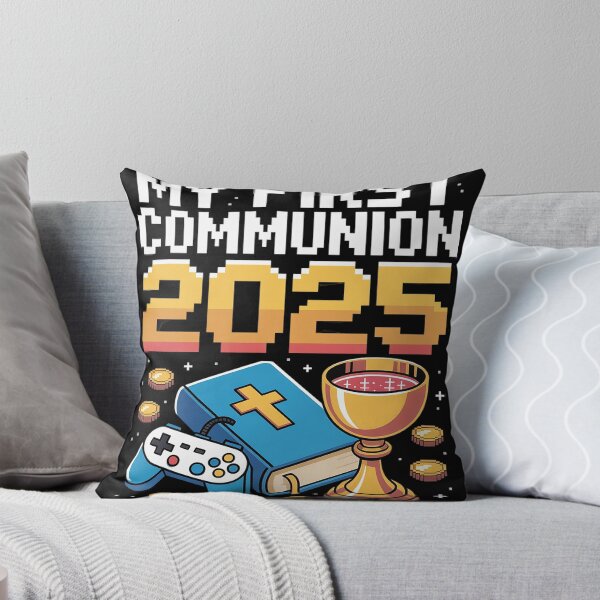Item preview, Kids My First Communion 2025 Boys Girls Gamer Pixel Faith designed and sold by HORIZBoutique.