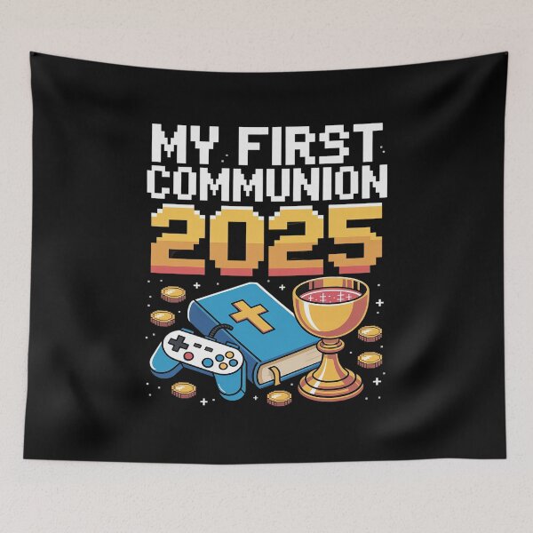 Item preview, Kids My First Communion 2025 Boys Girls Gamer Pixel Faith designed and sold by HORIZBoutique.