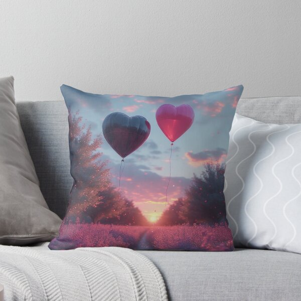 Item preview, Romantic heart-shaped balloons in a lavender field at sunset designed and sold by Mianku | Für das Leben.