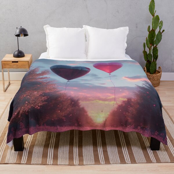Item preview, Romantic heart-shaped balloons in a lavender field at sunset designed and sold by Mianku | Für das Leben.