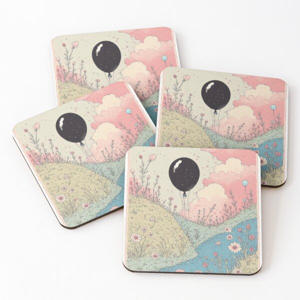 Item preview, Pastel-colored landscape with a black balloon. designed and sold by Mianku | Für das Leben.