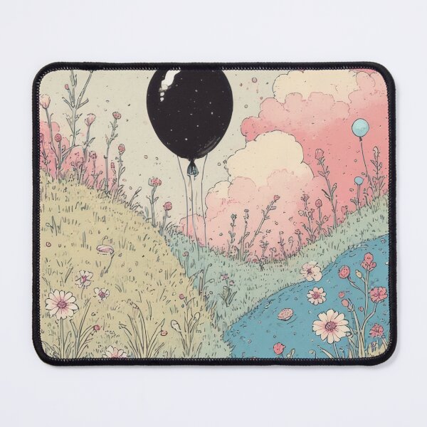 Item preview, Pastel-colored landscape with a black balloon. designed and sold by Mianku | Für das Leben.