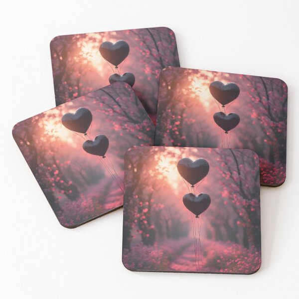 Item preview, Love path with heart-shaped balloons at sunrise designed and sold by Mianku | Für das Leben.