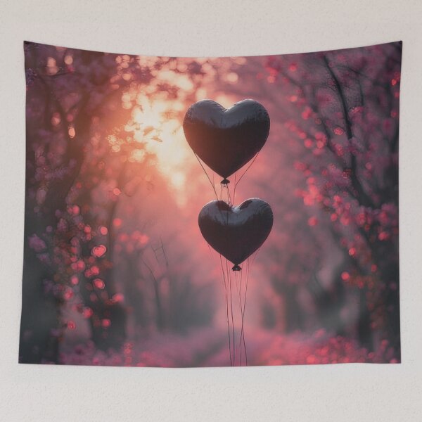 Item preview, Love path with heart-shaped balloons at sunrise designed and sold by Mianku | Für das Leben.
