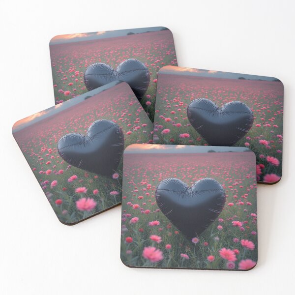 Item preview, Black heart hovers over flower field designed and sold by Mianku | Für das Leben.