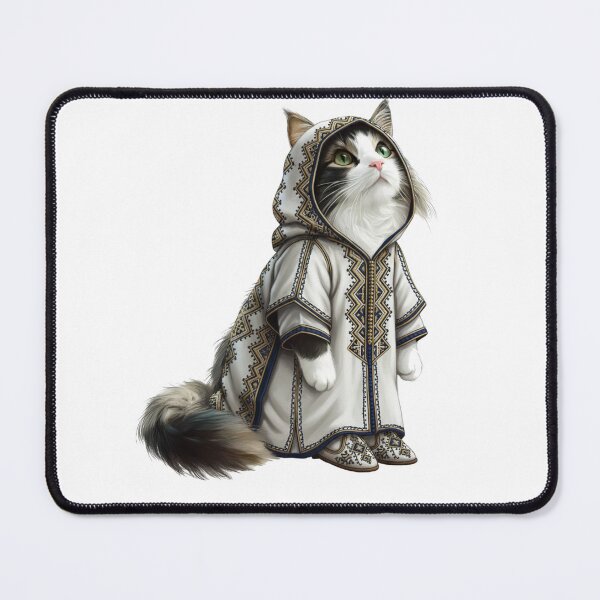 Item preview, Moroccan Charismatic Side-View Cat in Authentic Embroidered Selham & Babouche designed and sold by designwiss.