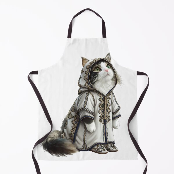 Aperçu de l'œuvre Moroccan Charismatic Side-View Cat in Authentic Embroidered Selham & Babouche créée et vendue par designwiss.
