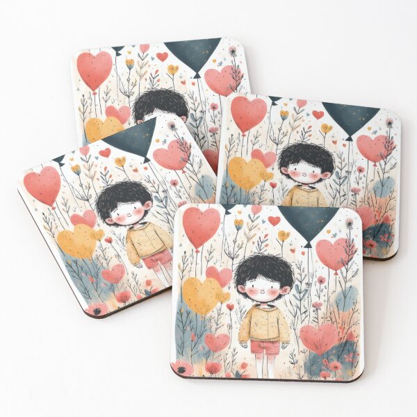 Item preview, Boy in the garden of heart balloons designed and sold by Mianku | Für das Leben.
