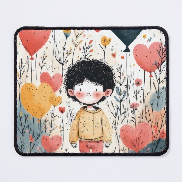Item preview, Boy in the garden of heart balloons designed and sold by Mianku | Für das Leben.