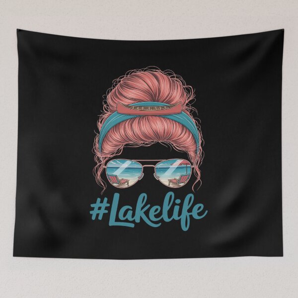 Item preview, Lake Life Messy Bun Kayak Sunglasses Summer Vacation designed and sold by HORIZBoutique.