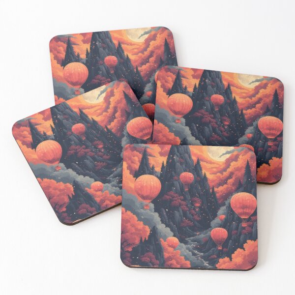 Item preview, Hot air balloons over autumn landscape in moonlight designed and sold by Mianku | Für das Leben.