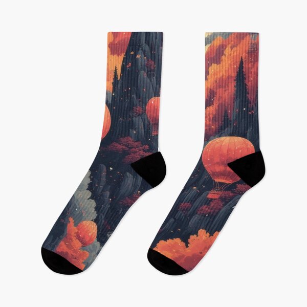 Item preview, Hot air balloons over autumn landscape in moonlight designed and sold by Mianku | Für das Leben.