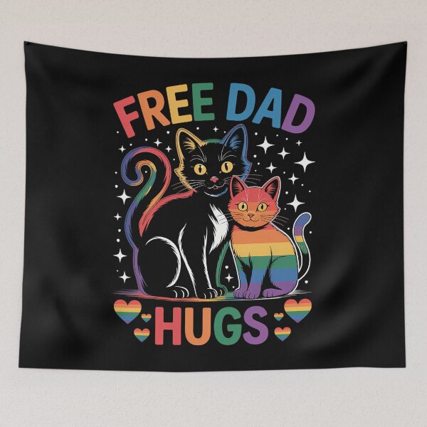 Item preview, Free Dad Hugs LGBT Pride Papa Cat Rainbow Cute designed and sold by JonathalIngham.