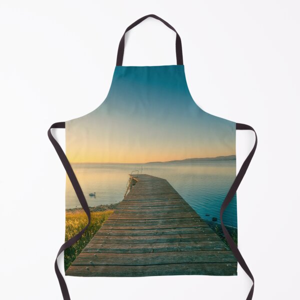 Item preview, Wooden pier on Lake Trasimeno and a swan at sunset. Umbria, Italy designed and sold by Stefano Orazzini.