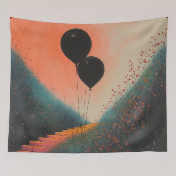 Item preview, Staircase to Heaven with Black Balloon designed and sold by Mianku | Für das Leben.