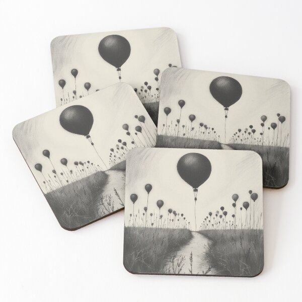 Item preview, Balloons over a country lane: Monochrome designed and sold by Mianku | Für das Leben.