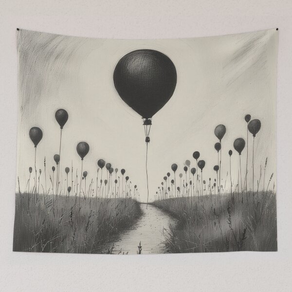 Item preview, Balloons over a country lane: Monochrome designed and sold by Mianku | Für das Leben.