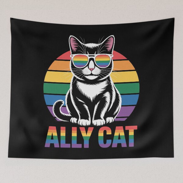 Item preview, LGBT Ally Cat Gay Rainbow Funny LGBTQ Flag designed and sold by JonathalIngham.